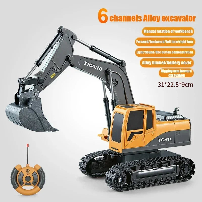 11 Channel RC Control Truck 1:20 Excavator Large Engineering  Toy Kids Simulation  Alloy Remote Control Excavator Toy Gift