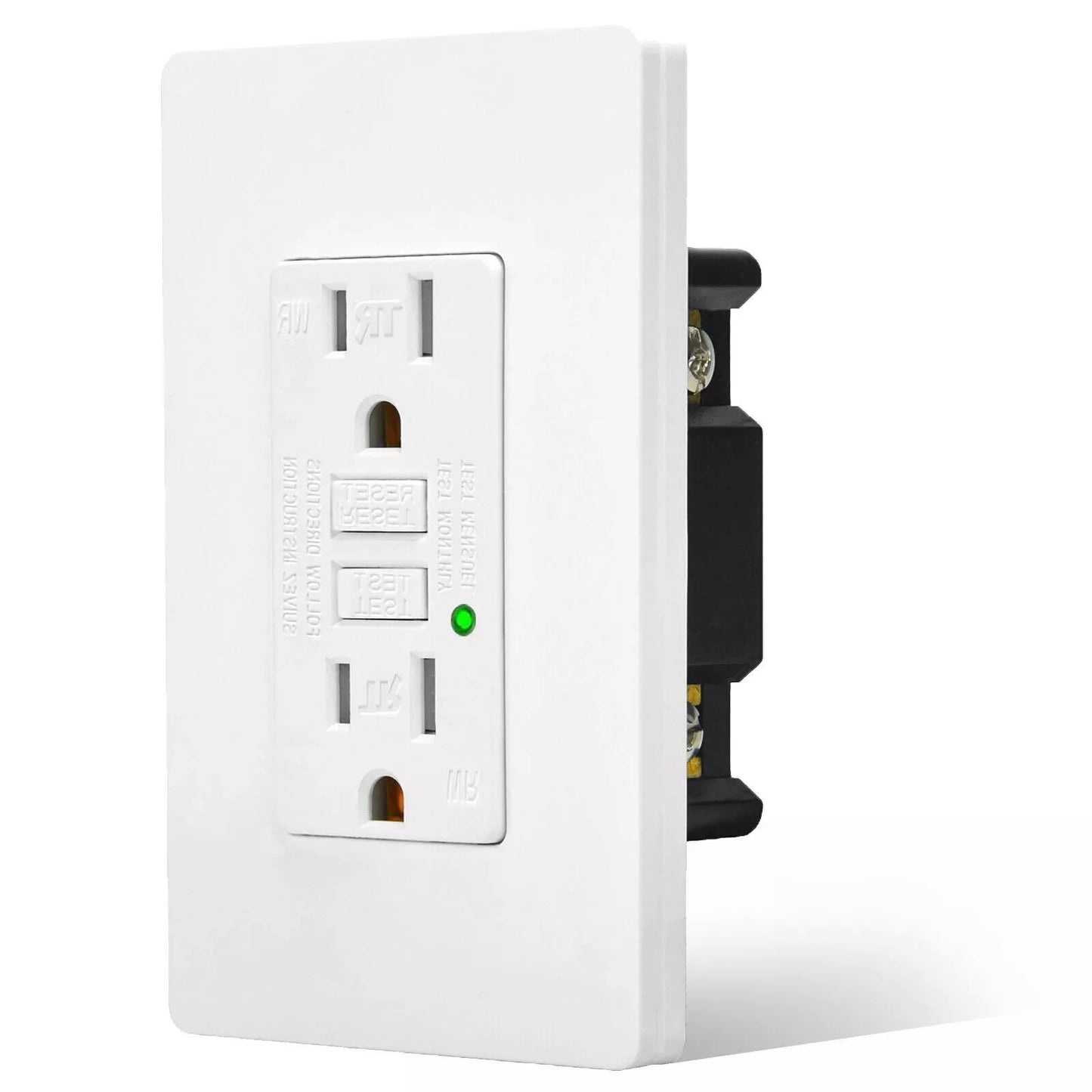 GFCI Outlet 15Amp Weather-Resistant White Wall Socket wtih LED Indicator Tamper Resistant Outlet for Kitchen Bathroom Outdoor