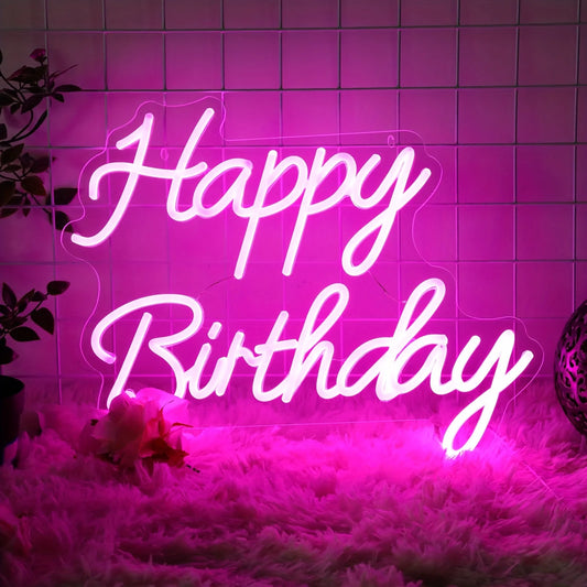 Happy Birthday Neon Sign for Birthday Party Decor LED Neon Light Sign Neon  for Any Ages Bday Celebration Home Decoration Gift