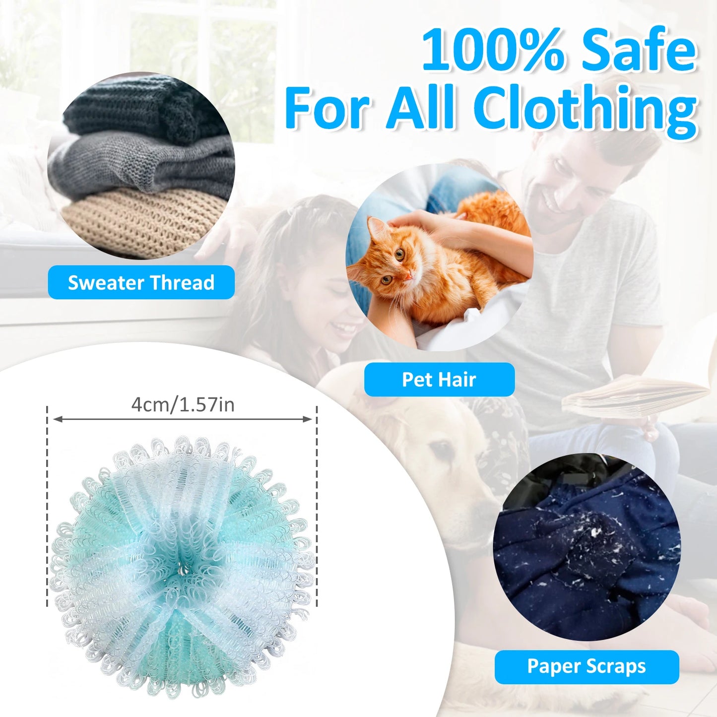 Laundry Pet Hair Remover Reusable Clothes Lint Remover Effective Pet Dog Cat Hair Catcher Hair Remover Balls For Washing Machine