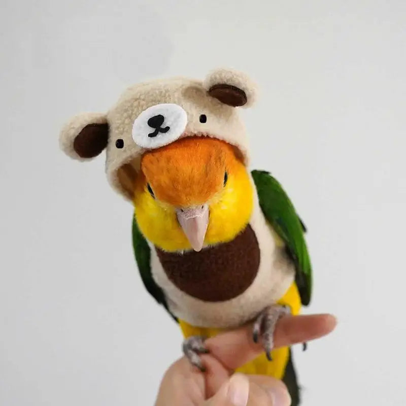 Cockatiel Costume Cute Bird Costume With Bear Shape Parrot Cloth Warm Parrot Cloak Multi-Purpose Bird Clothes Parrot Cosplay