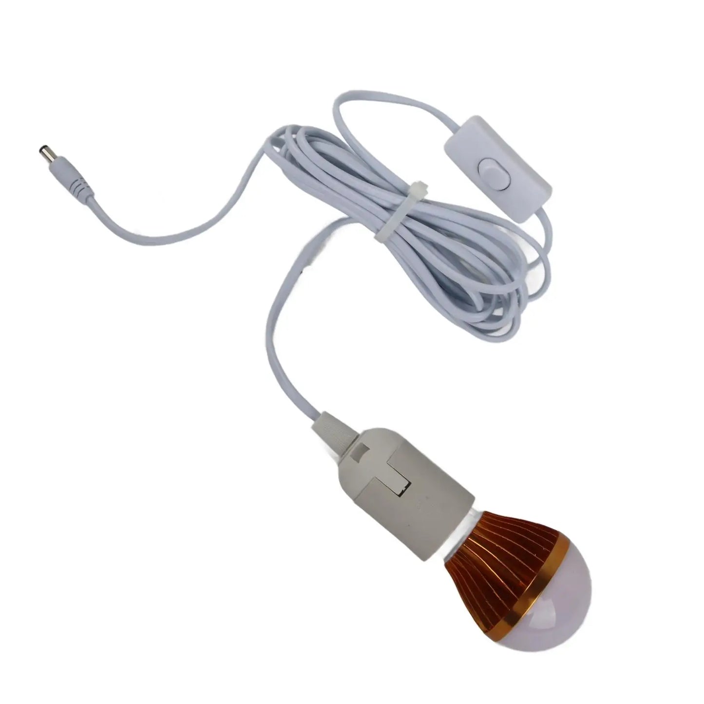 12V 5W E27 Spiral LED Ball Bulb - Solar-Controlled, High Brightness with Cable