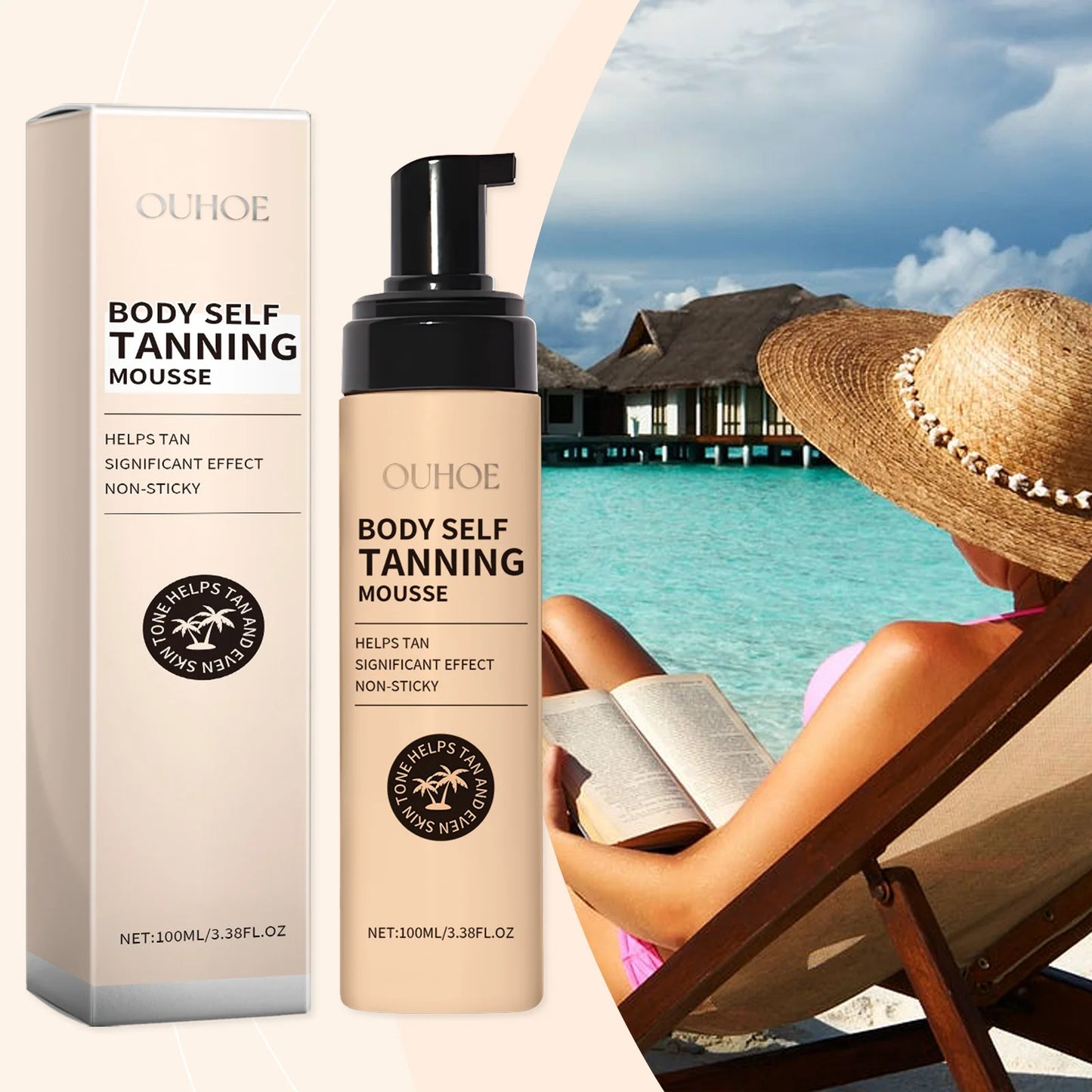 Summer Self-tanning Mousse Helps Natural Tan Wheat-colored Bronze Skin Dark Complexion Moisturize Sunless Self Tanner Face Body