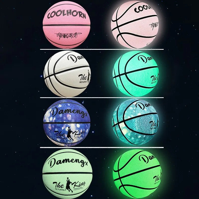 1pc No.7 Luminous Basketball Game Ball Outdoor Wearable PU Fluorescent Basketball