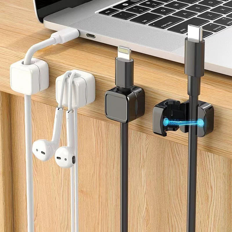 6Pieces Magnetic Cable Clips Cable Smooth Adjustable Cord Holder Under Desk Cable Management Wire Keeper Cable Organizer Holder