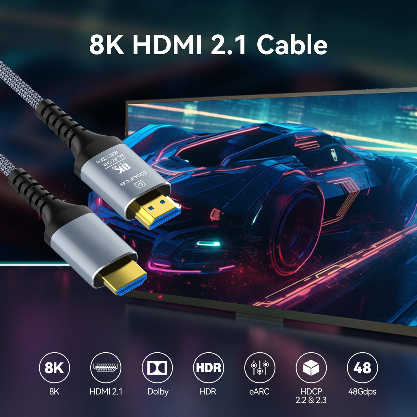 Long 10M 15M 20M 30M 8K HDMI Fiber Optic Cables，hdmi 2.1 8K60hz 4K120 144hz,48Gbps UHD Compatible for PS5 PS4 Xbox RTX3080 3090