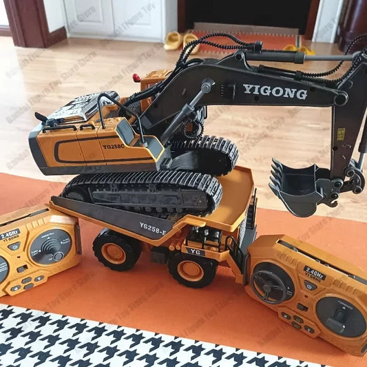 11 Channel RC Control Truck 1:20 Excavator Large Engineering  Toy Kids Simulation  Alloy Remote Control Excavator Toy Gift