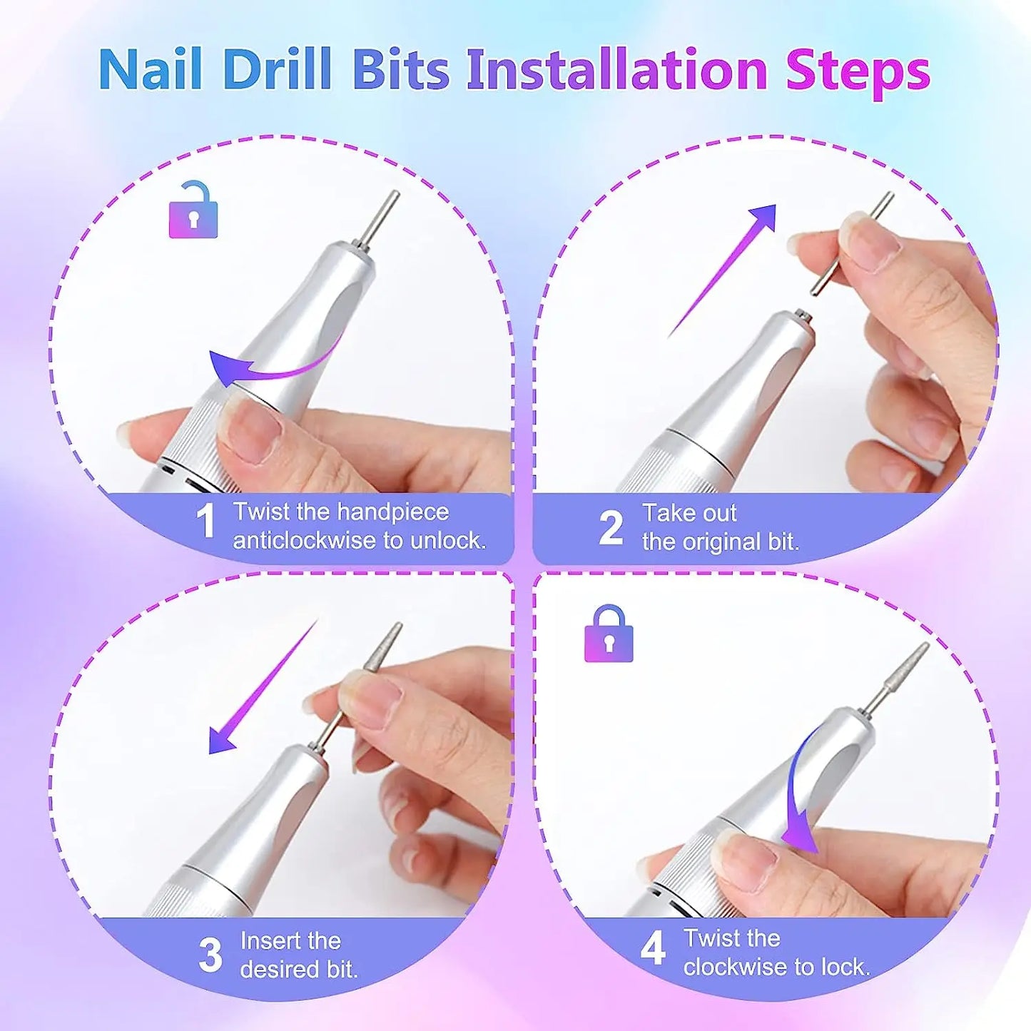 40000/35000RPM Portable Electric Nail Drill Machine With LCD Display Nails Sander For Acrylic Gel Polish Rechargeable Nail Tool