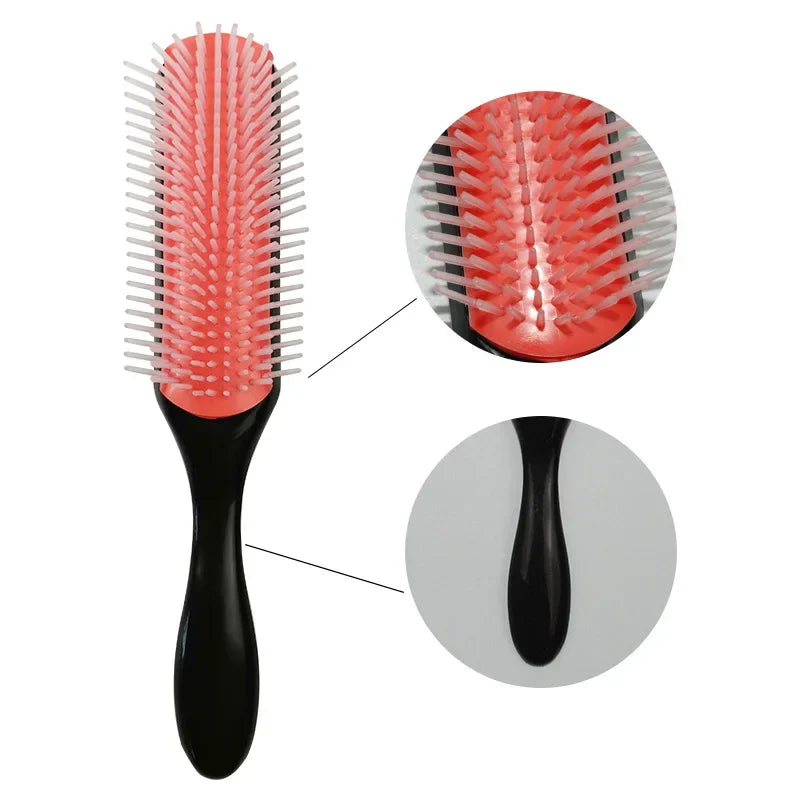 9-Rows Detangling Hair Brush Denman Detangler Hairbrush Scalp Massager Straight Curly Wet Hair Comb