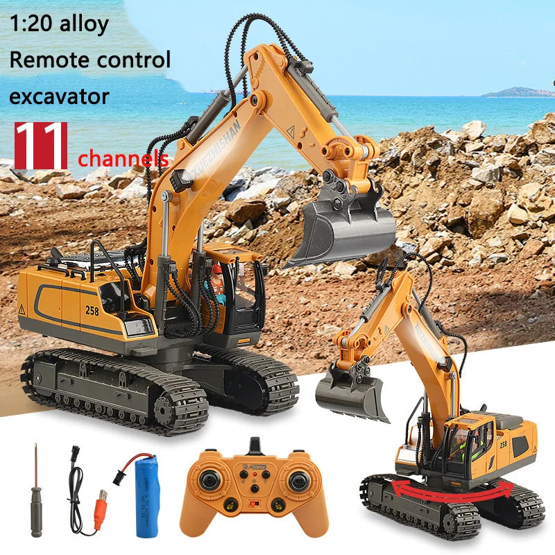 1: 20 Large Alloy Remote Control Excavator 11 Channel Crawler Excavator Children Boy Competition Engineering Vehicle Model Toy