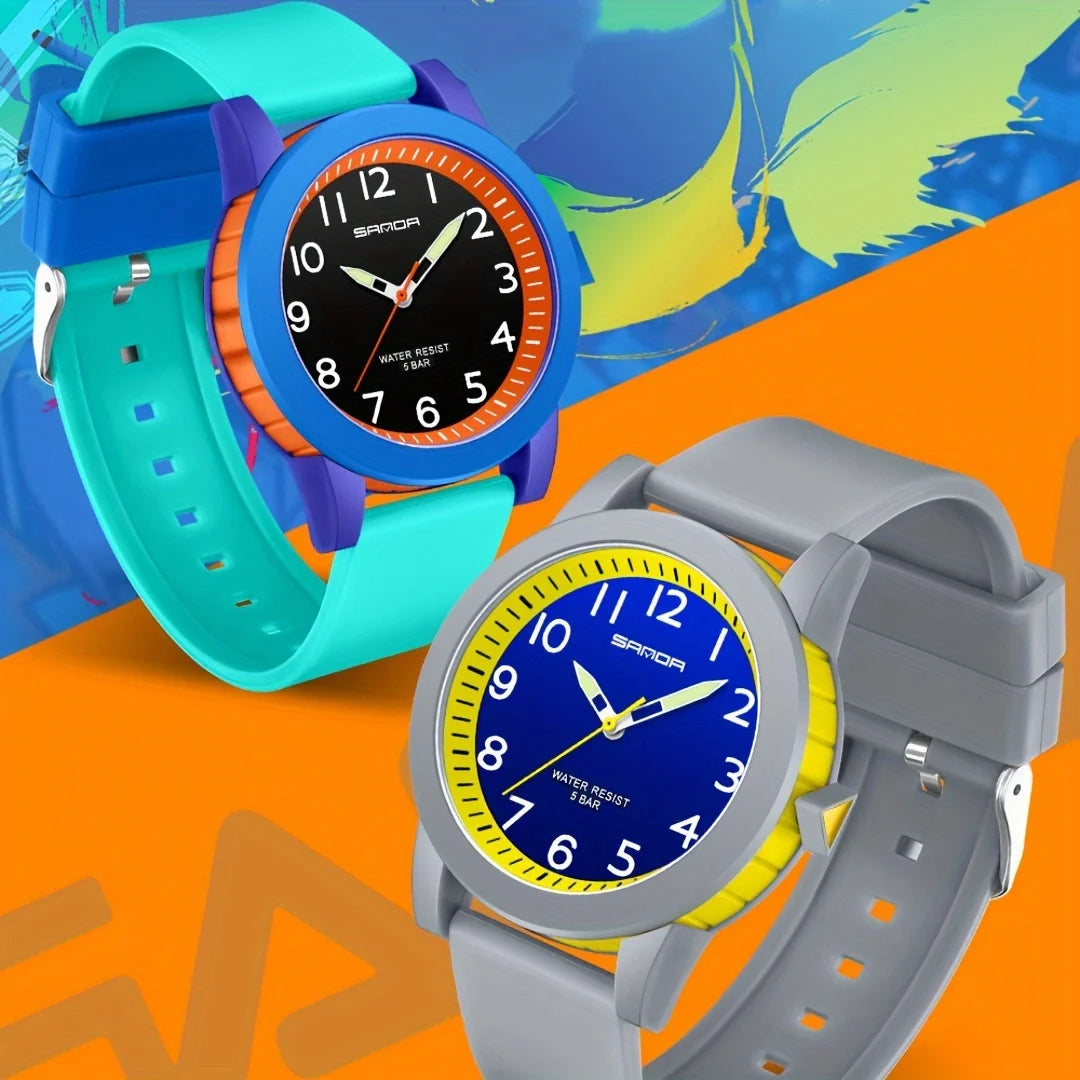 Fashion Casual Quartz Watch with TPU Strap for Girls and Boys Luminous Display Ideal Choice for Gifts