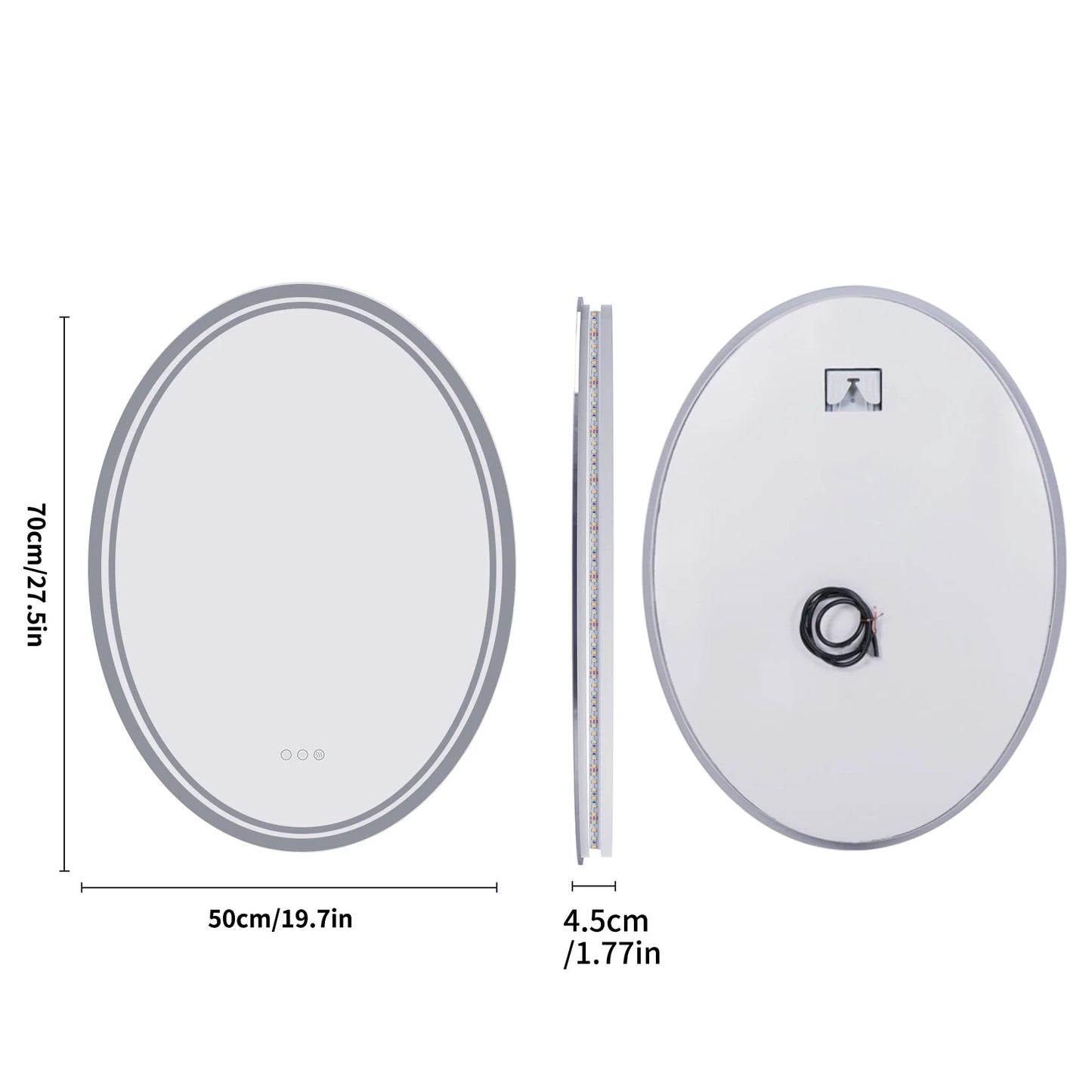 28/32 Inch Ultra Bright Oval LED Bathroom Mirror Anti-Fog Dimmable Backlit Lighted Vanity Mirror 3 Touch Sensor Switch