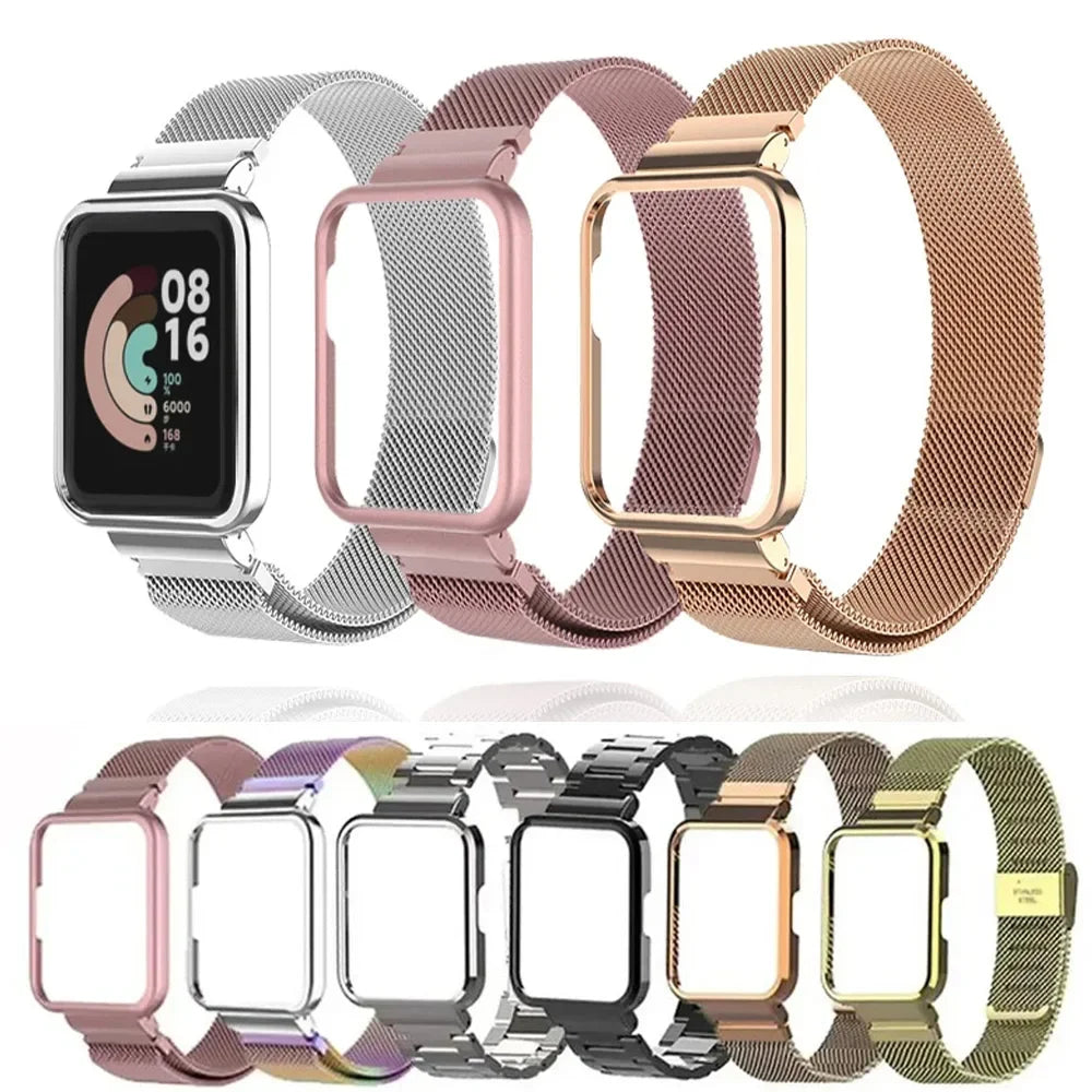 For Redmi Watch 3 Active Metal bracelet for Redmi Watch 3 Lite Band Cover Strap Xiaomi Watch 3 Magnetic loop+Case