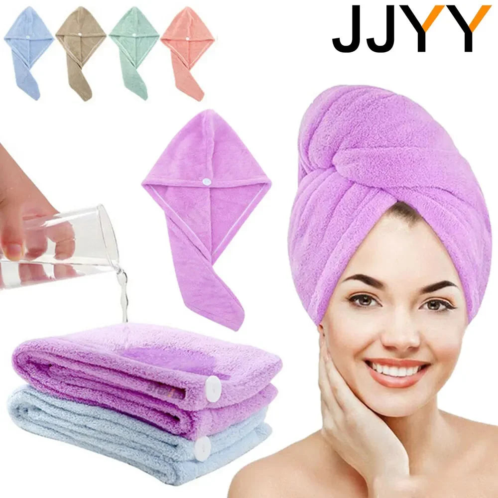 JJYY Super Absorbent Microfiber Coral Velvet Hair Drying Towel Quick Dry Hair Turban for Girl Women Curly Thick