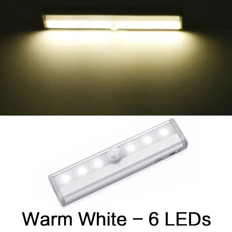 6/10 Wireless PIR Motion Sensor LED Wall Lamp Smart Automatic Light for Home Cabinet Staircase Wardrobe