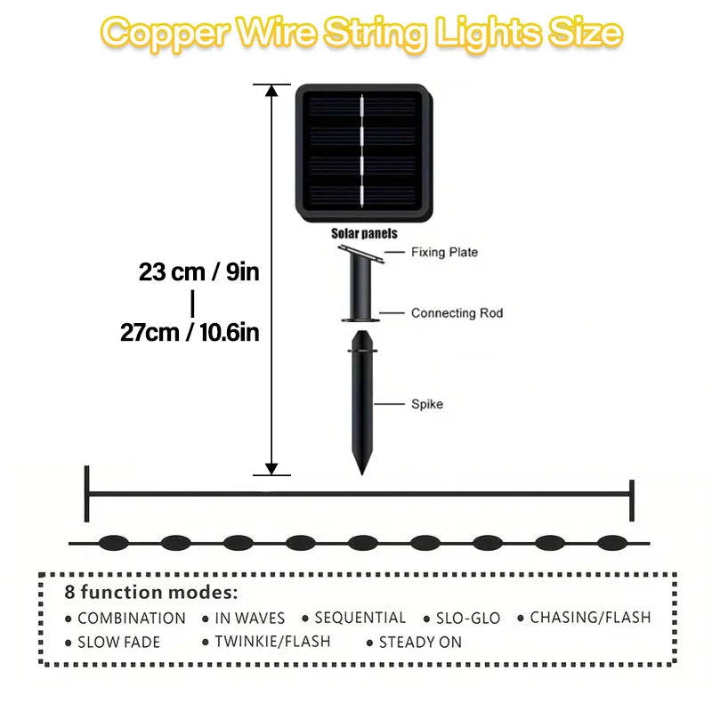 IRILUCN Outdoor LED Solar String Light Solar Fairy Lights LED Copper Wire Lights Xmas Lights Waterproof Garden Decoration