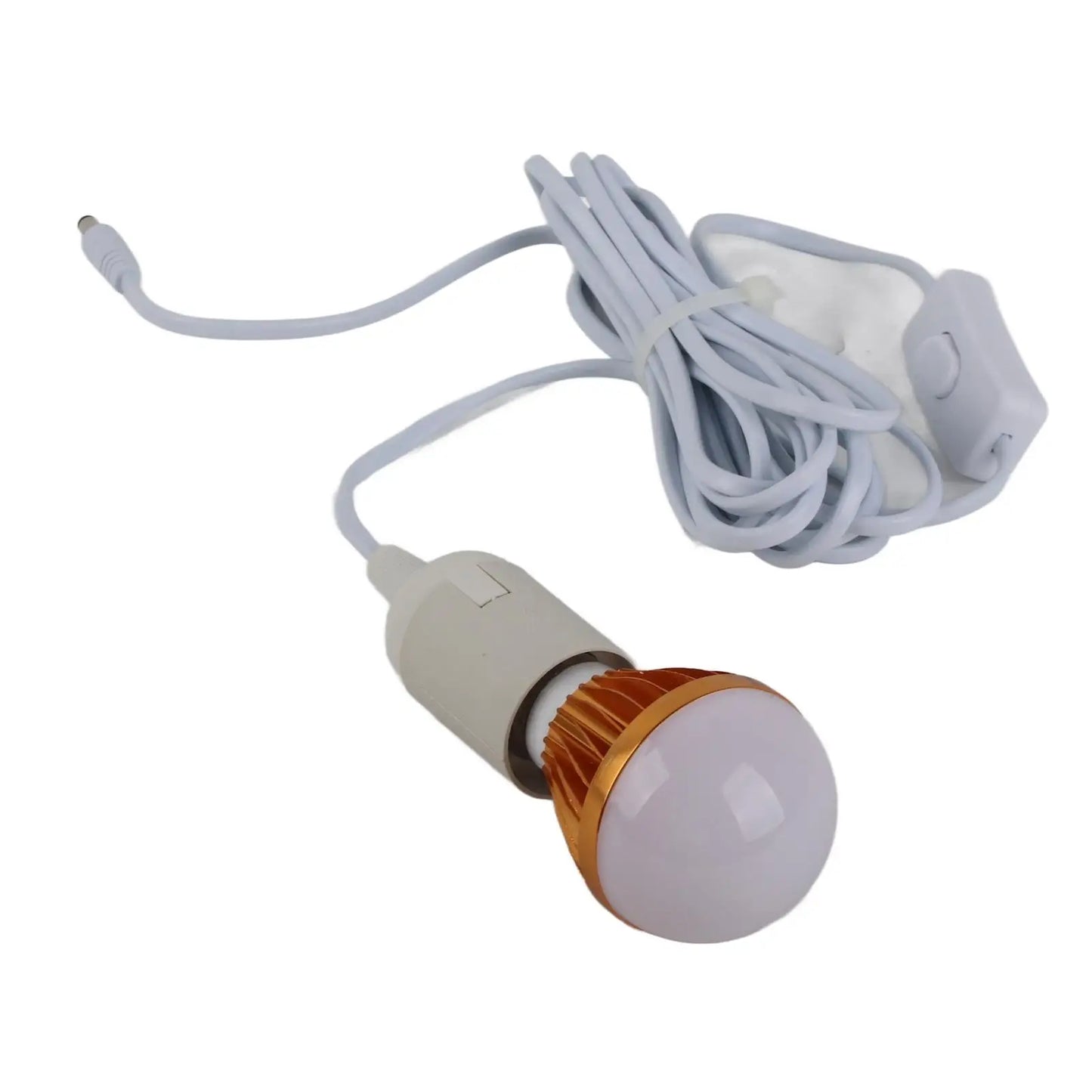 12V 5W E27 Spiral LED Ball Bulb - Solar-Controlled, High Brightness with Cable