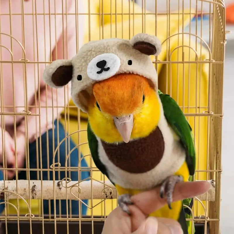 Cockatiel Costume Cute Bird Costume With Bear Shape Parrot Cloth Warm Parrot Cloak Multi-Purpose Bird Clothes Parrot Cosplay