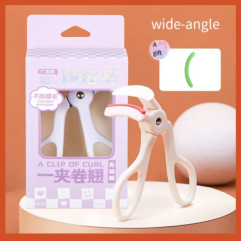 New Simple White Eyelash Curler Drops Hold Handle Wide Angle Local Eyelash Curler Lasting Shaping Flexible Tape Fit Eye Shape