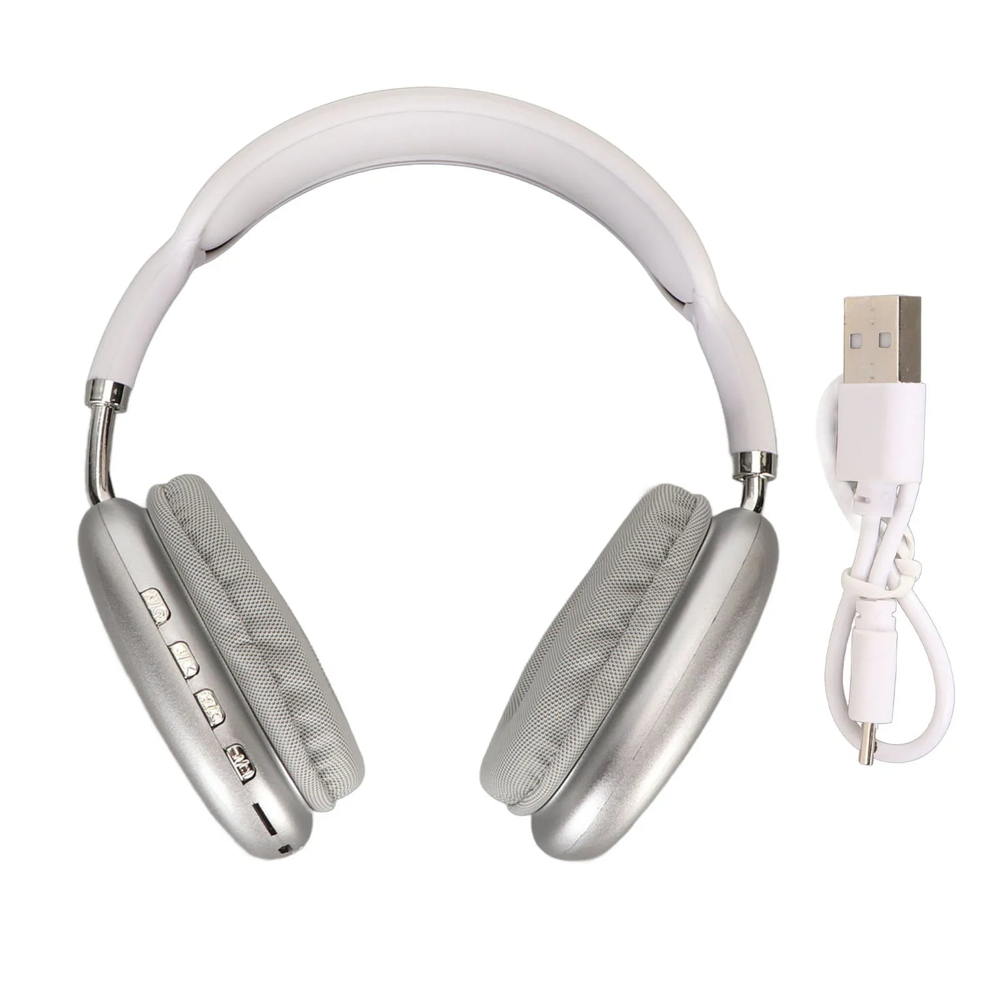 Bluetooth Headphone HiFi Deep Bass Built in Mic Support Memory Card Wireless Headset for Running Travel White