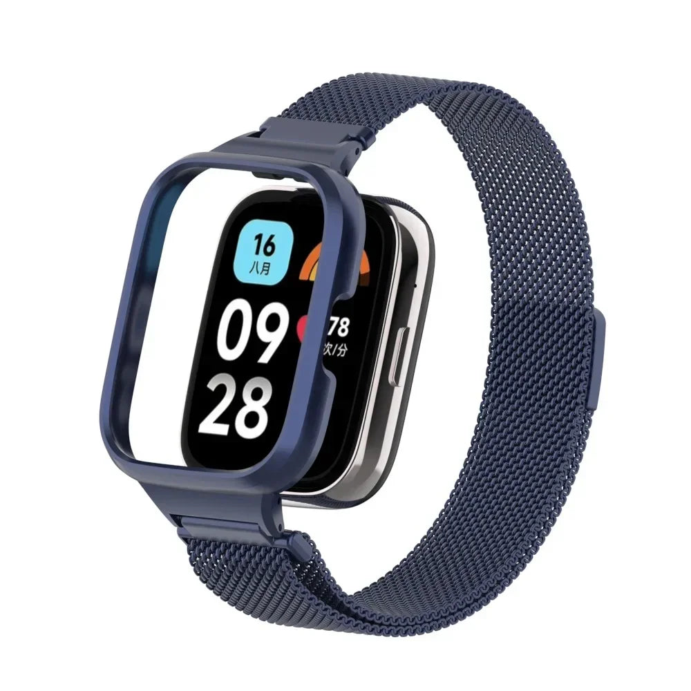 For Redmi Watch 3 Active Metal bracelet for Redmi Watch 3 Lite Band Cover Strap Xiaomi Watch 3 Magnetic loop+Case