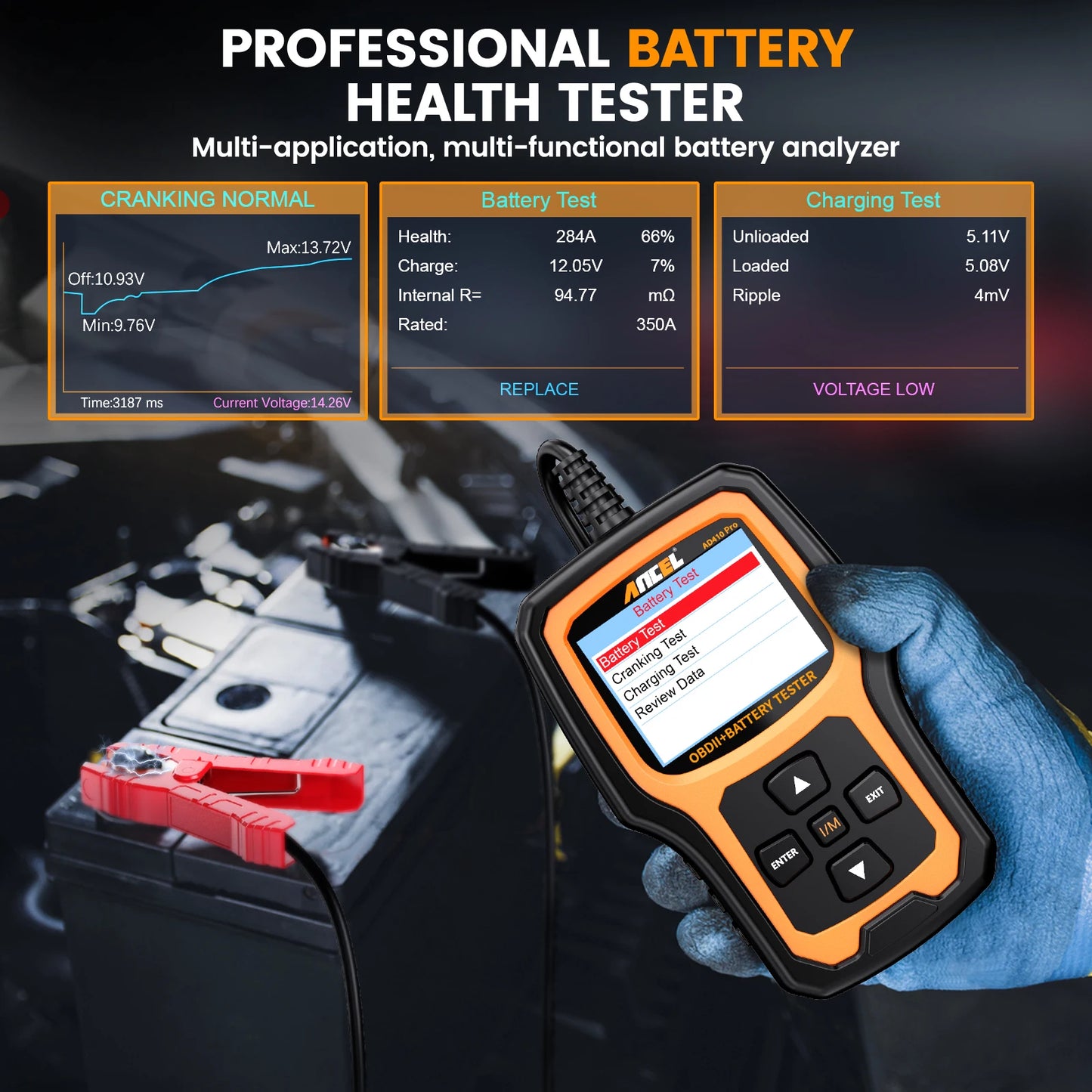 ANCEL AD410 PRO Code Reader Battery Test Check Engine With Full OBD2 Function Car Diagnostic Tools OBD2 Scanner