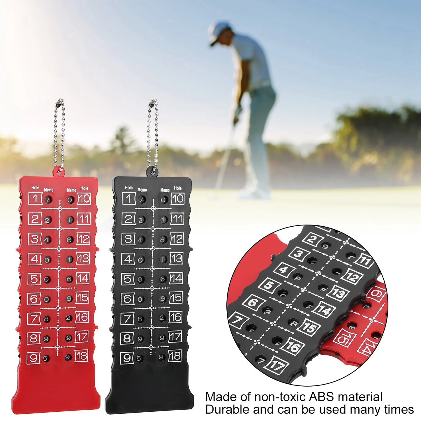 2pcs 18 Hole Golf Score Counter Scoreboard Training Practice Competition Accessory Black Red