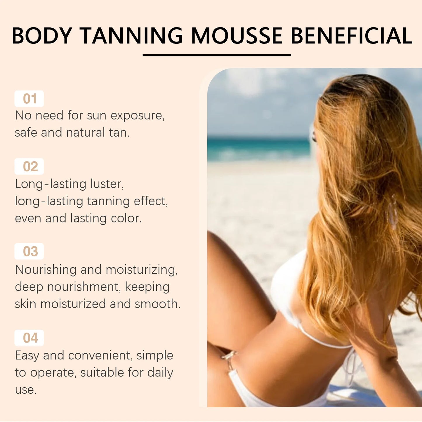 Summer Self-tanning Mousse Helps Natural Tan Wheat-colored Bronze Skin Dark Complexion Moisturize Sunless Self Tanner Face Body