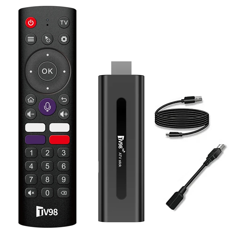 TV98 ATV H313 Mini TV Stick 8K 2.4G/5G WiFi Quad Core BT5.0 Android TV Stick 14.0 Smart TV Box for Network Media Player