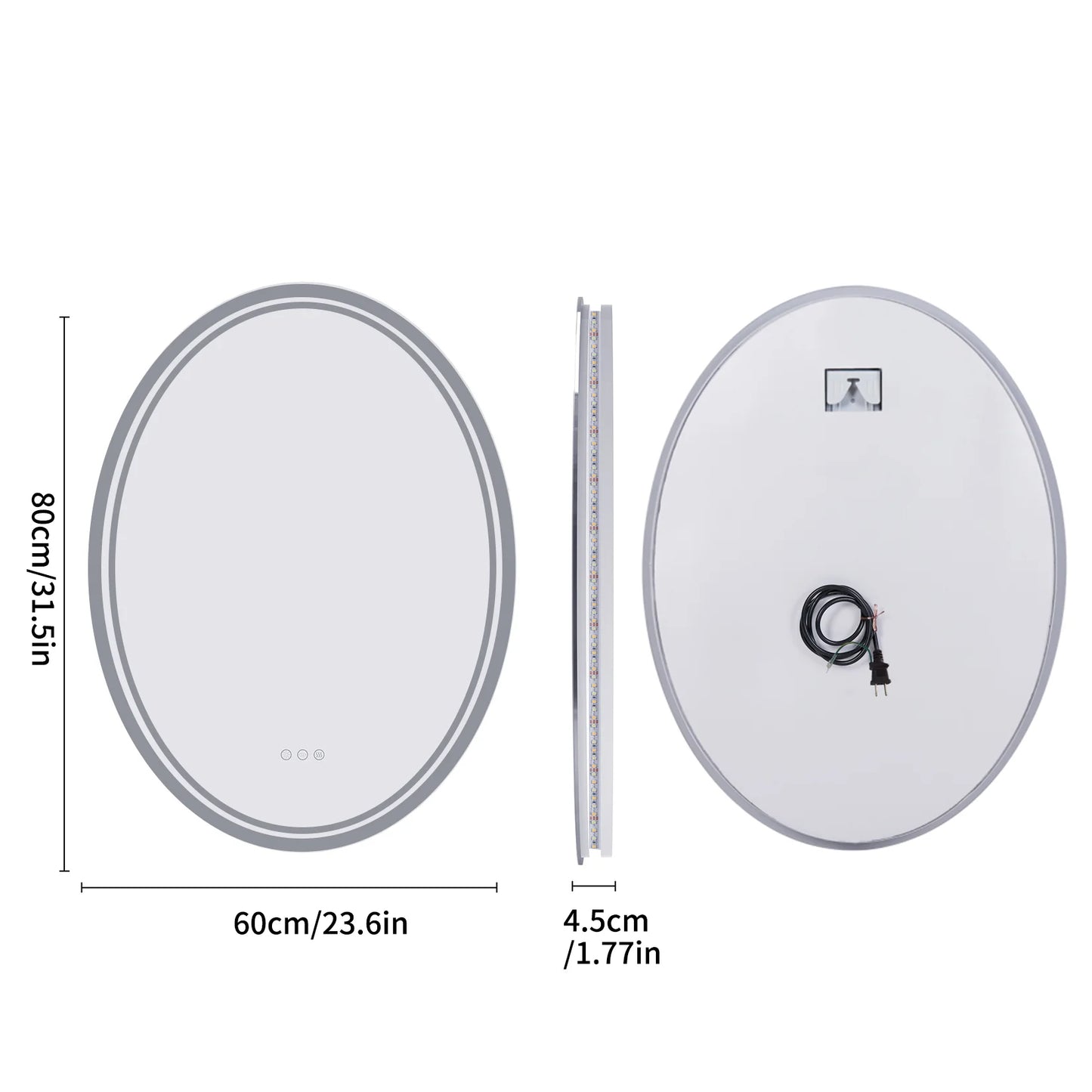 28/32 Inch Ultra Bright Oval LED Bathroom Mirror Anti-Fog Dimmable Backlit Lighted Vanity Mirror 3 Touch Sensor Switch