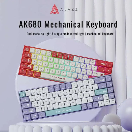 AJAZZ AK680 And I069 Mechanical Keyboard ABS Keycap 68 Keys Wired Wireless Bluetooth Gamer Keyboard Hot Swap Custom Gasket