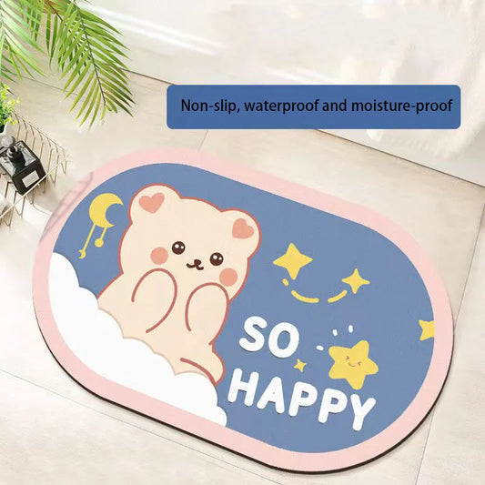 Super Absorbent Bathroom Bath Mat Anti-Slip Carpet Rug Simple Kitchen Entrance Soft Door Bathtub Side Bath Mat Home Deco