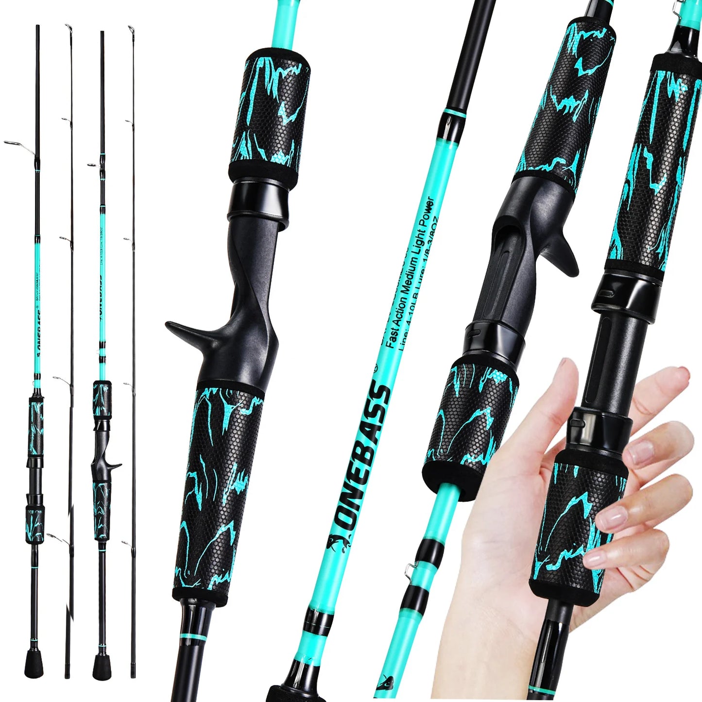 1.8m 1.98m 2 Sections Carbon Spinning Casting Fishing Rods Ultra-Sensitive with Comfort EVA Grip Rod Handle Trout Rod