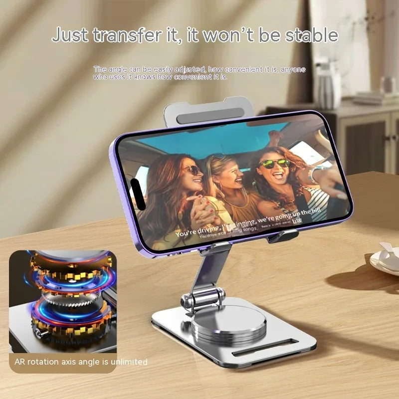 360 Degrees Rotate Metal Desk Mobile Phone Holder Stand For Phone Pad Adjustable Desktop Tablet Table Cell Phone Stand