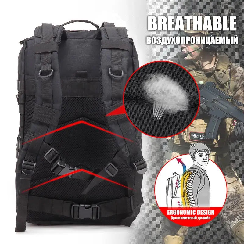 Tactical Backpack Men's Travel Large Capacity Rucksacks Men Waterproof Outdoor Sports Multi-functional Bags