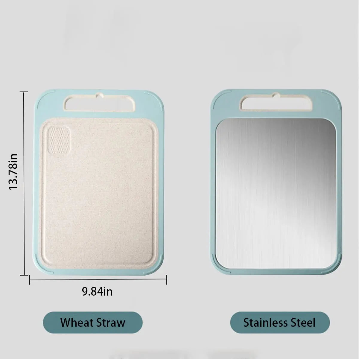 Double-Sided Cutting Board 304 Stainless Steel and Wheat Straw Chopping Board for Kitchen Thawing Function boards Grinding Knife