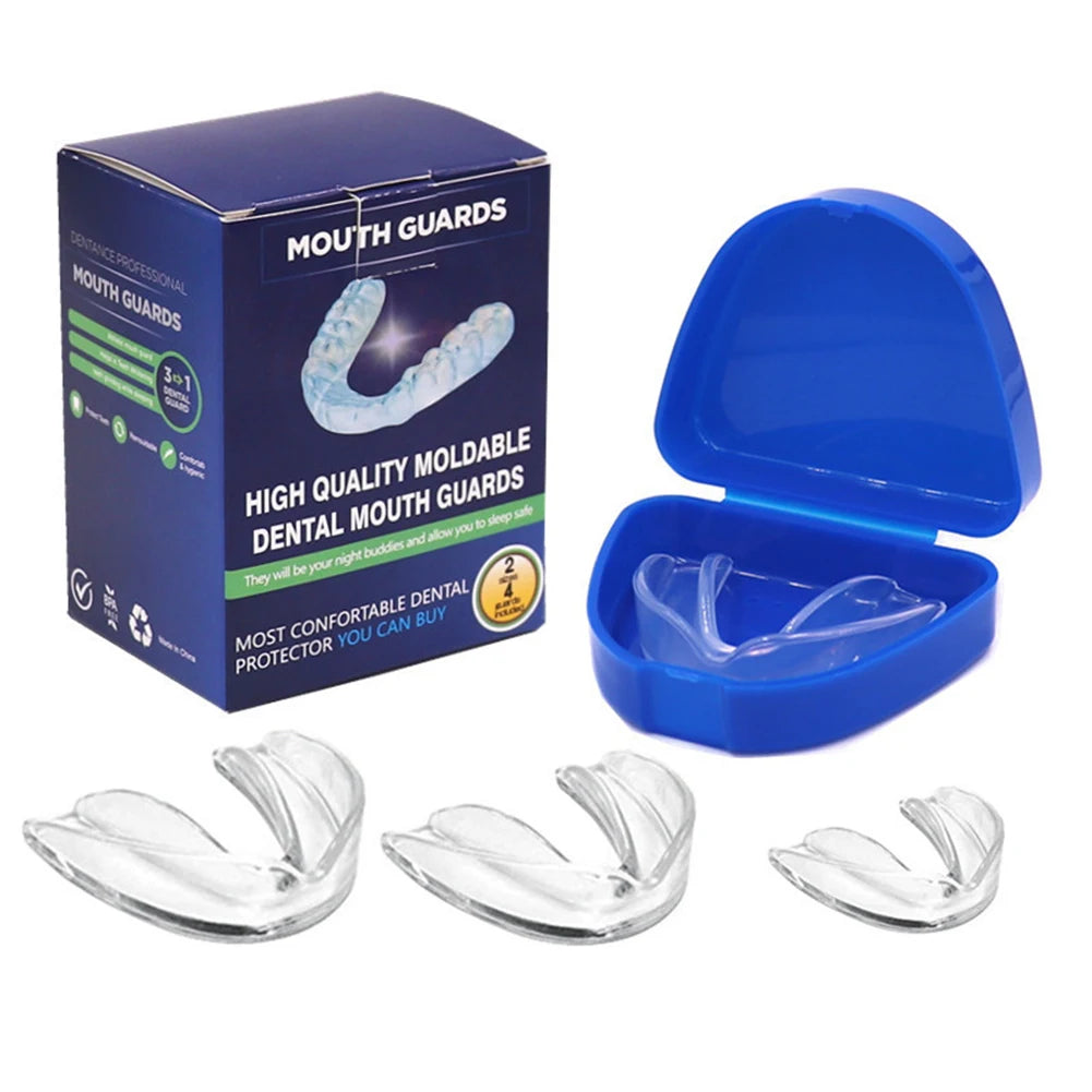 4Pcs Mouth Guard with Storage Case Anti-Grinding Teeth Protection Transparent Sports Mouth Guard Stop Bruxism for Adults Kids