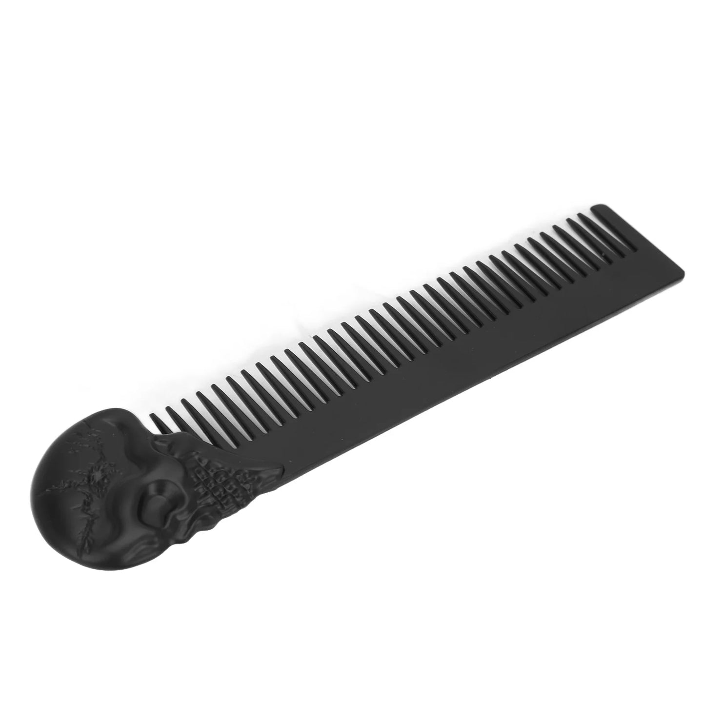 Pocket Beard Comb Zinc Alloy Skull Pattern Hair Styling Mustache Shaping Oil Hair Comb Black