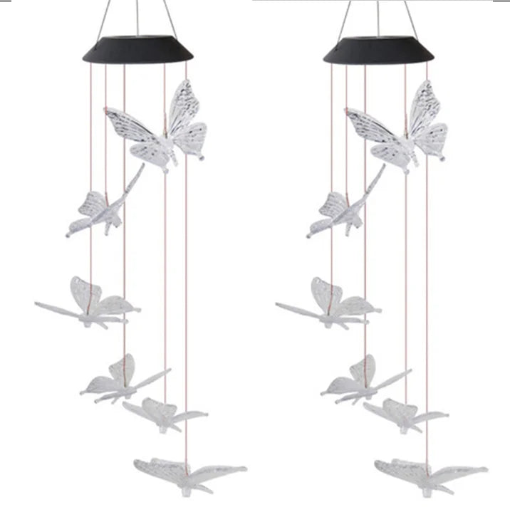 Solar Butterfly Wind Chimes, Color Changing Solar Butterfly Lights Waterproof Outdoor Garden Lights Hanging Wind Chime Lights