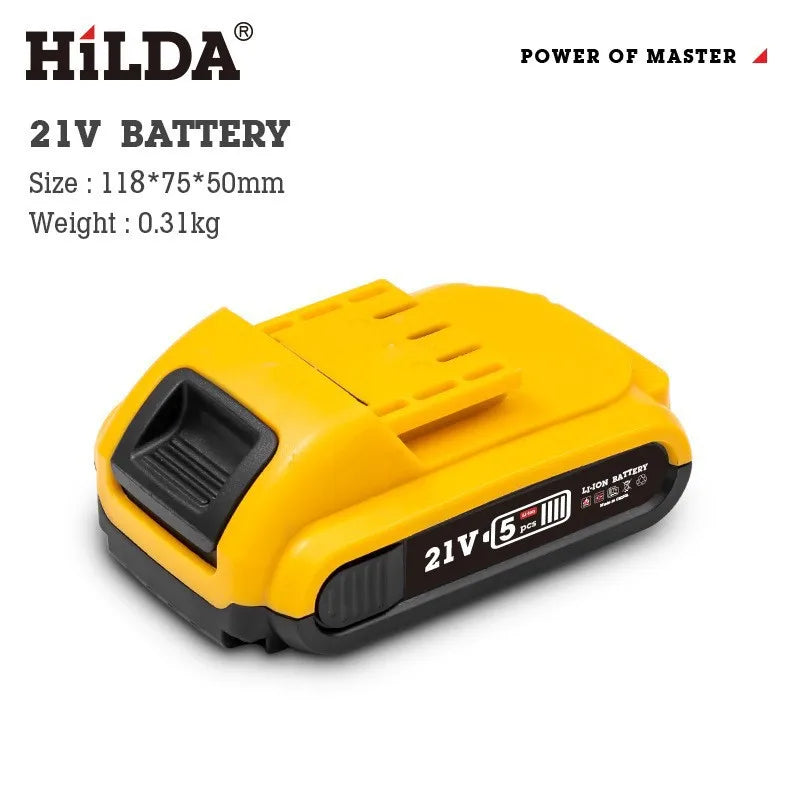 HILDA 21V Cordless Drill Electric Screwdriver  Wireless Power With Battery Driver Power Tools Yellow Drill