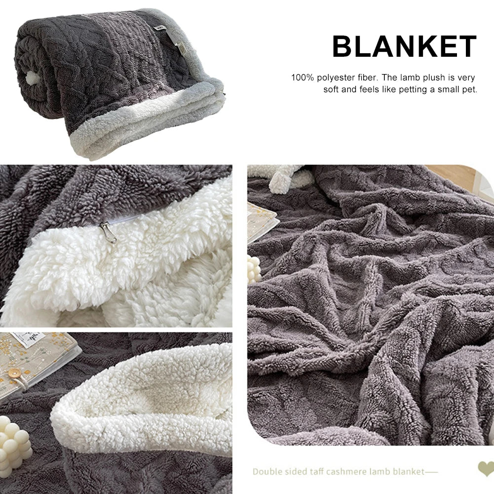 Home Thick Bed Blanket Double Layer Winter Warm Double Sided Throw Sofa Cover Cozy Flannel Throw Bedspread Super Soft Warm Quilt