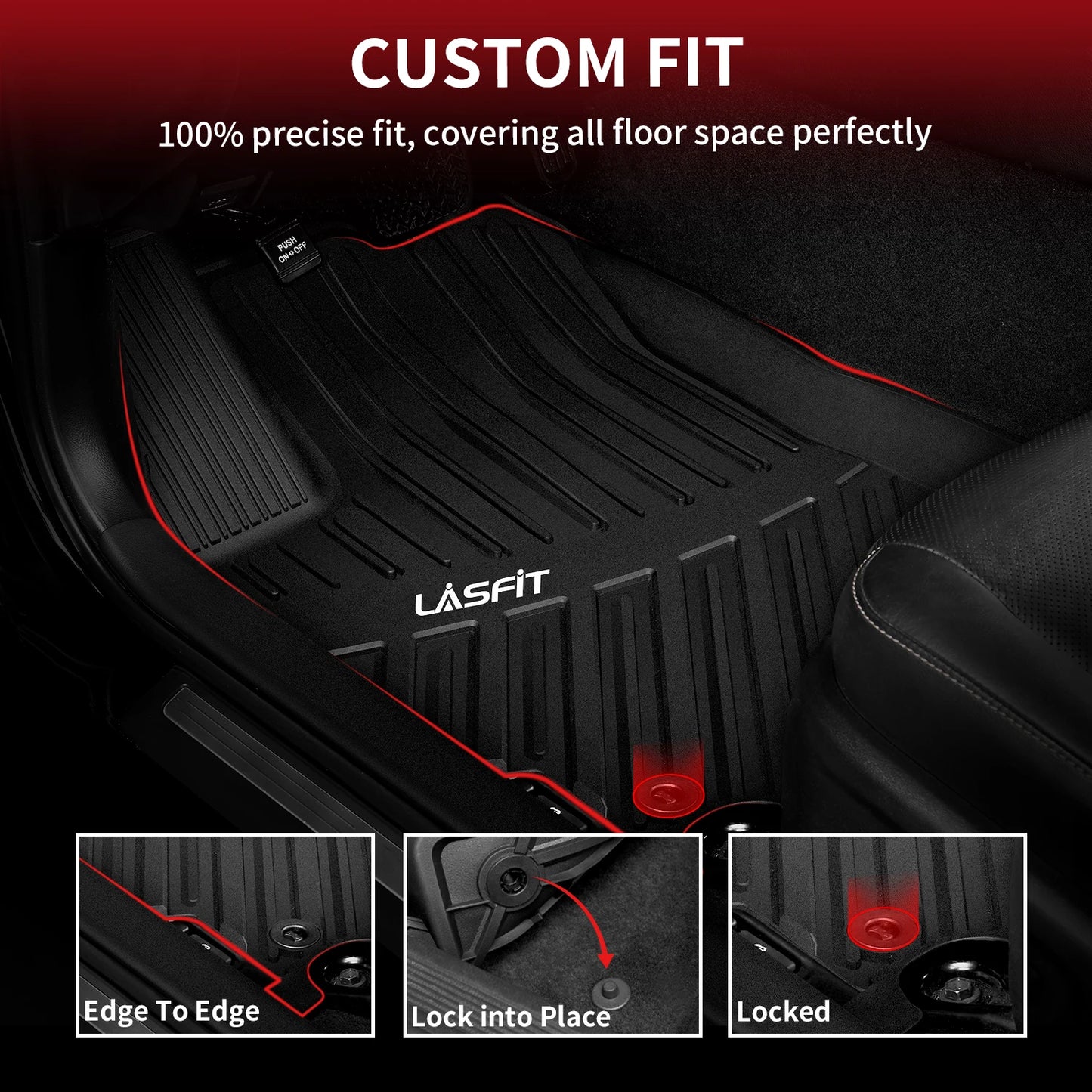 LASFIT Floor Mats fit for Toyota Camry 2015 2016 2017 TPE Material Floor Liner, 1st and 2nd Row