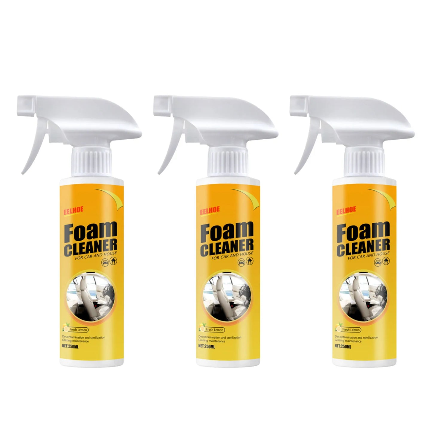 3PC Multifunctional Foam Cleaner Leather Seat Cleaner Leather Seat Foam Cleaner Car Interior Stain Remover Spray FoamMaintenance