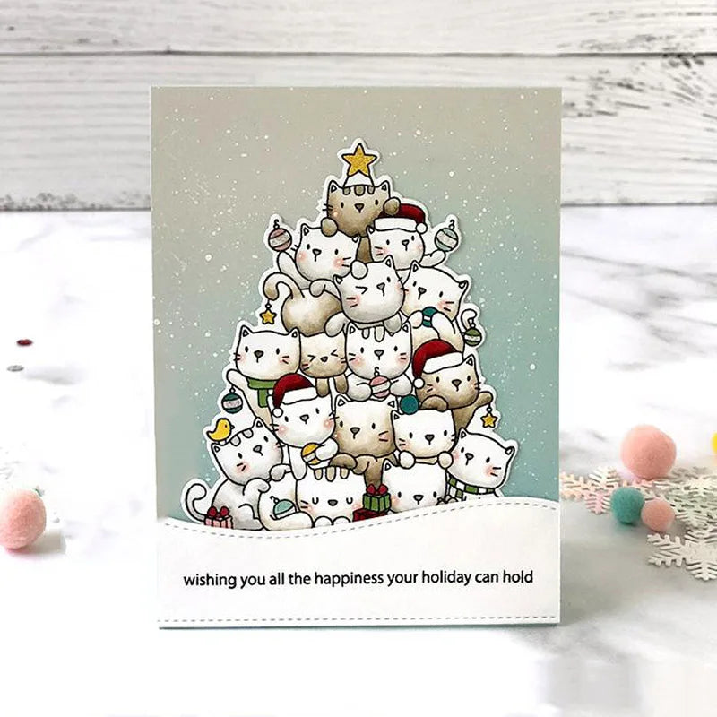 Oh Kitty Tree Clear Transparent Stamps For DIY Scrapbooking Christmas Album Card Making Decoration Paper Crafting