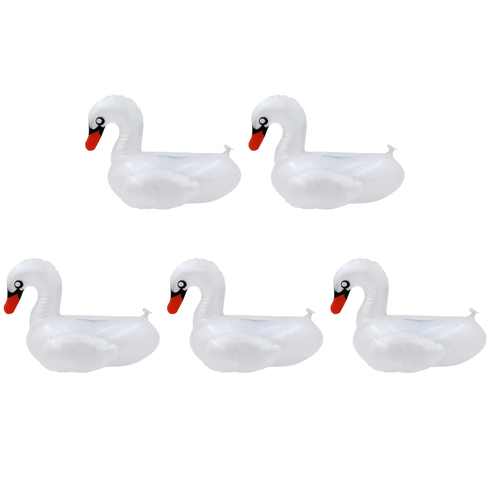 5/10 pcs Inflatable Cup Holder PVC Swan Floating Coasters Portable Swan Beverage Glass Holder for Holiday Birthday Party