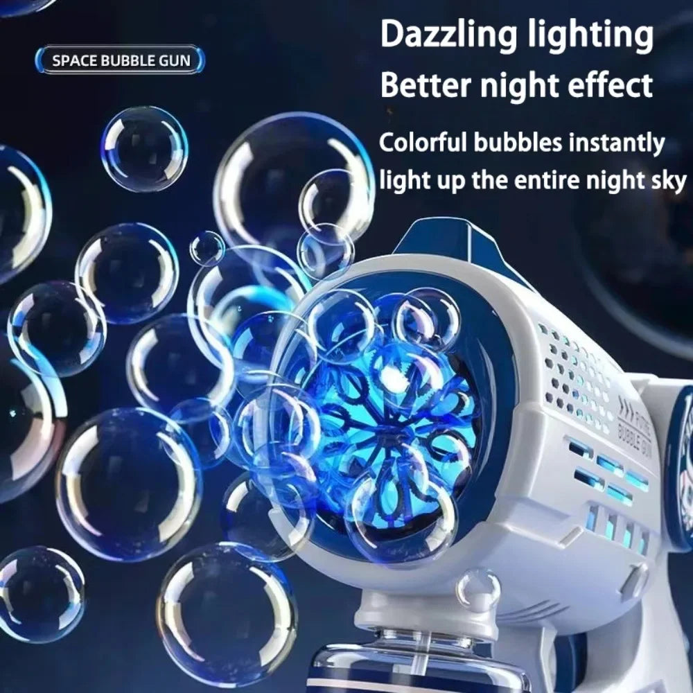 Space Automatic Bubble Gun Electric Soap Bubble Maker with Lights Cartoon Astronaut Outdoor Park Toys for Kids Children's Gift