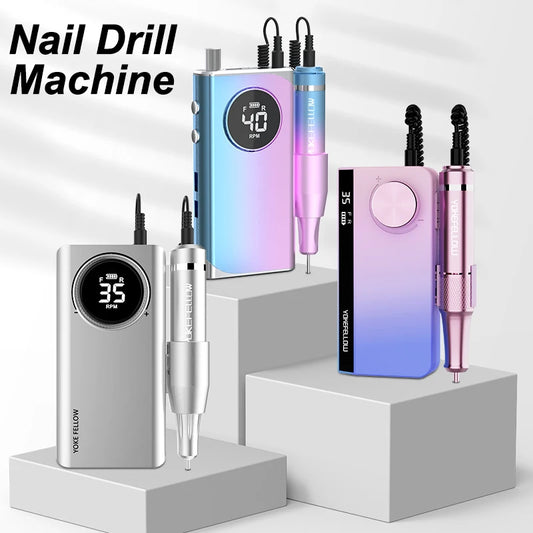 40000/35000RPM Portable Electric Nail Drill Machine With LCD Display Nails Sander For Acrylic Gel Polish Rechargeable Nail Tool