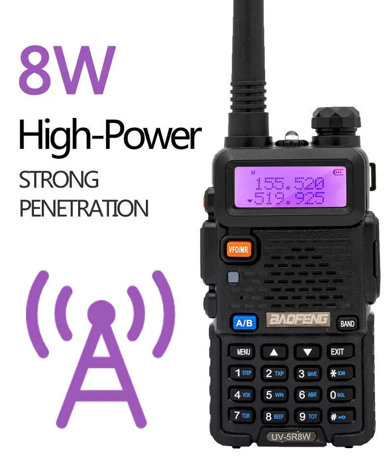 4X Baofeng UV-5R 8W Walkie Talkie Dual Band VHF UHF Long Range High Power Ham Radio UV5R 5R Handheld Two Way Radio For Hunting