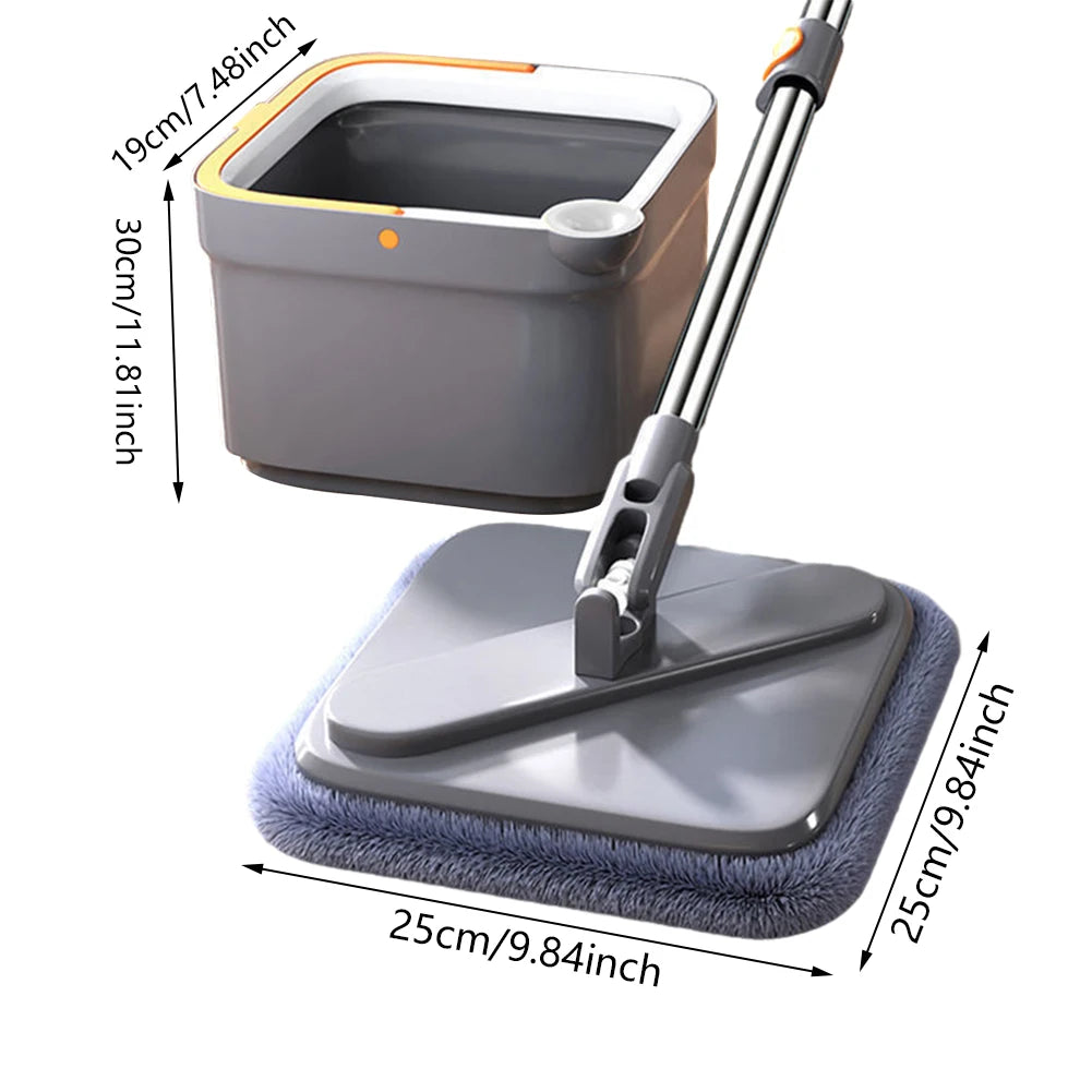 Spin Mop With Bucket Hand-Free Lazy Squeeze Mop Automatic Magic Floor Mop Self-Cleaning Nano Microfiber Cloth Square Mop