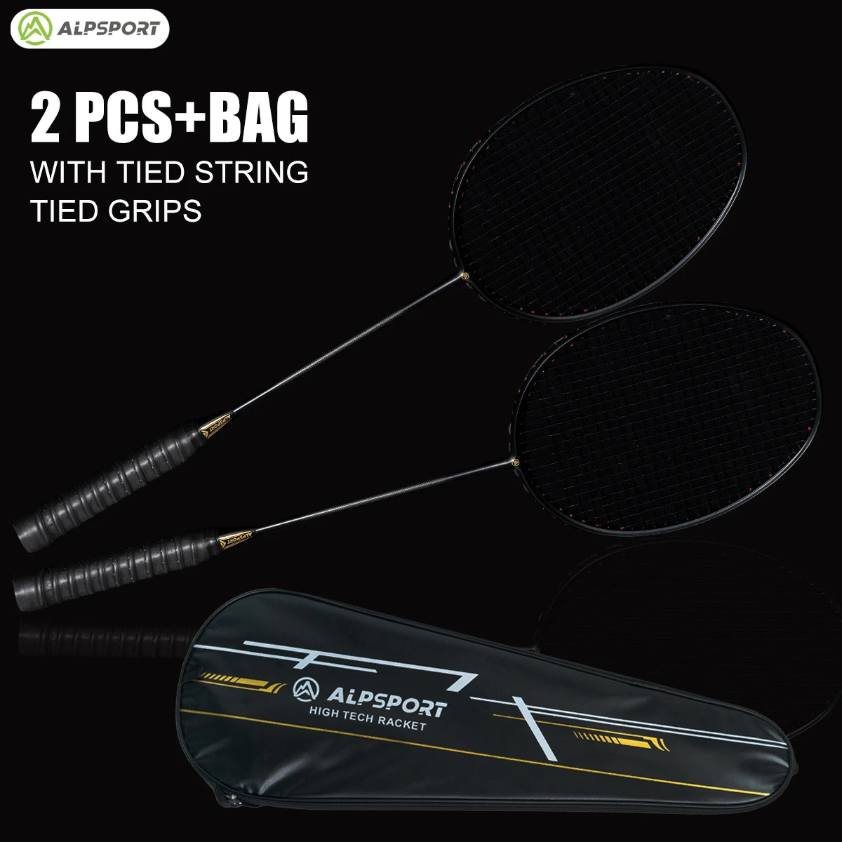 Alpsport XHP 2PCS Max 30LBS 6U 75g 100% legal original badminton racket Ultra-light full carbon fiber Badminton racket andbag